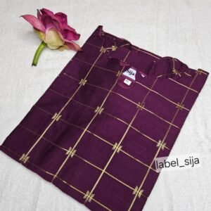 Wine Color Rawsilk Straight Cut Kurti
