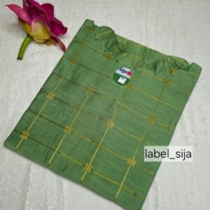 Pastel Verde Color Rawsilk Straight Cut Kurti